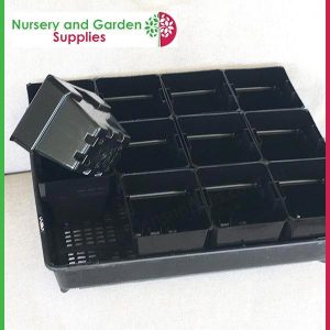 Seedling Tray Restricted Drainage with 100mm Square Punnet-Pot - for more info go to old.nurseryandgardensupplies.com.au